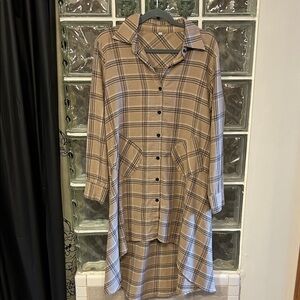 SHEIN Plaid Shirt Dress - Brown and Black